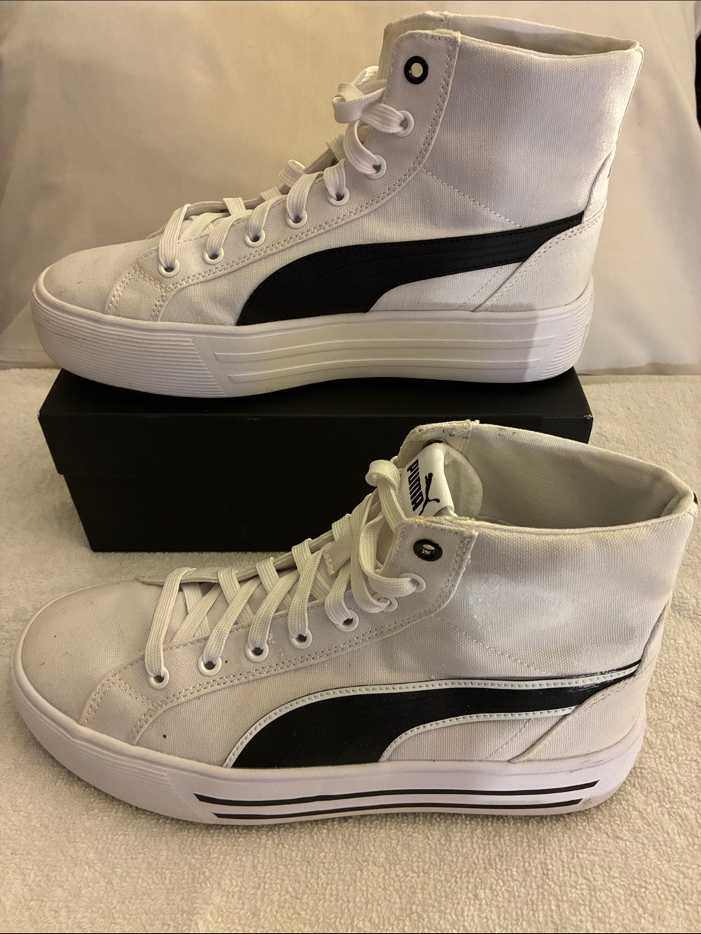 Puma White High-Top Sneakers with Black Formstrip